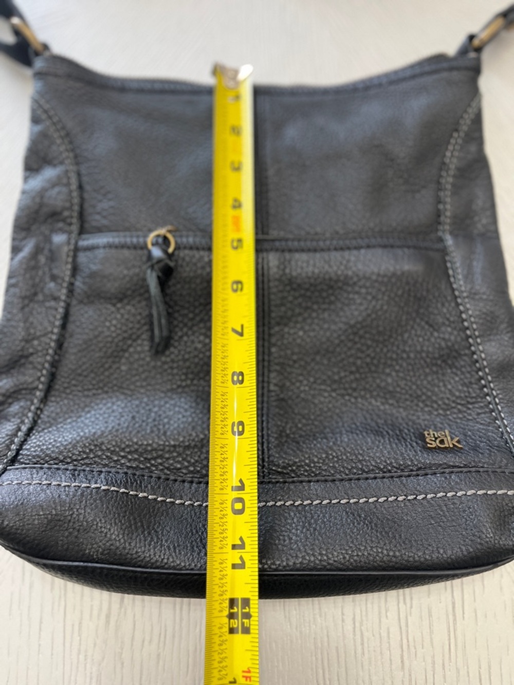 The Sak Black Pebbled Leather Crossbody Bag | Tassel Zip | Everyday Travel Purse - Picture 7 of 8